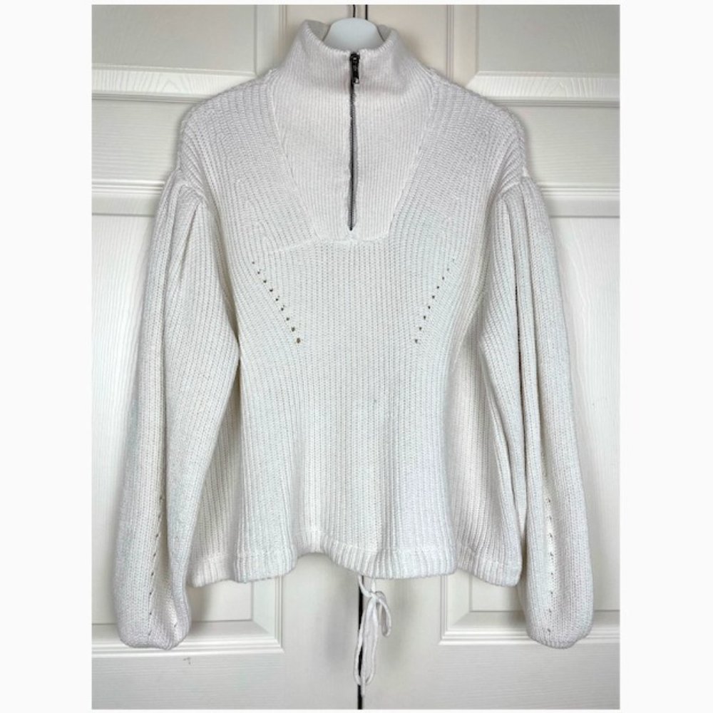 Retrod sweater turtle neck zipper Puff-Sleeve NEW
